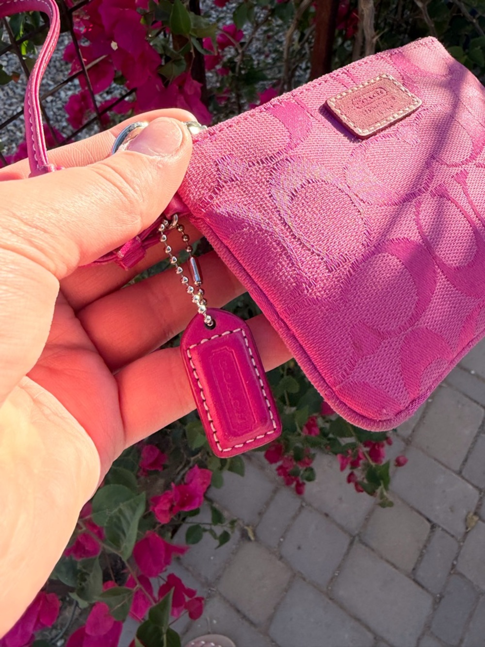 Pink coach Signature Wristlet Key Pouch - Picture 7 of 7